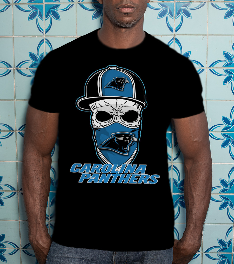 Carolina Panthers Skull Hat Fan T-Shirt