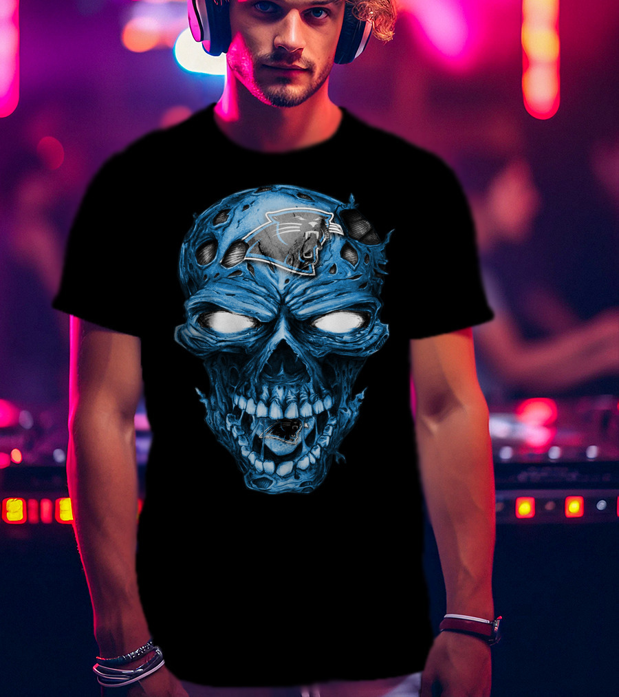 Skull Carolina Panthers NFL Blue Horror T-Shirt