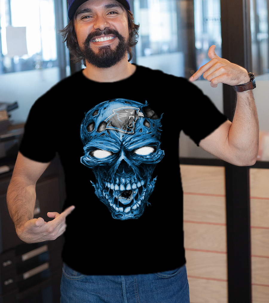 Skull Carolina Panthers NFL Blue Horror T-Shirt