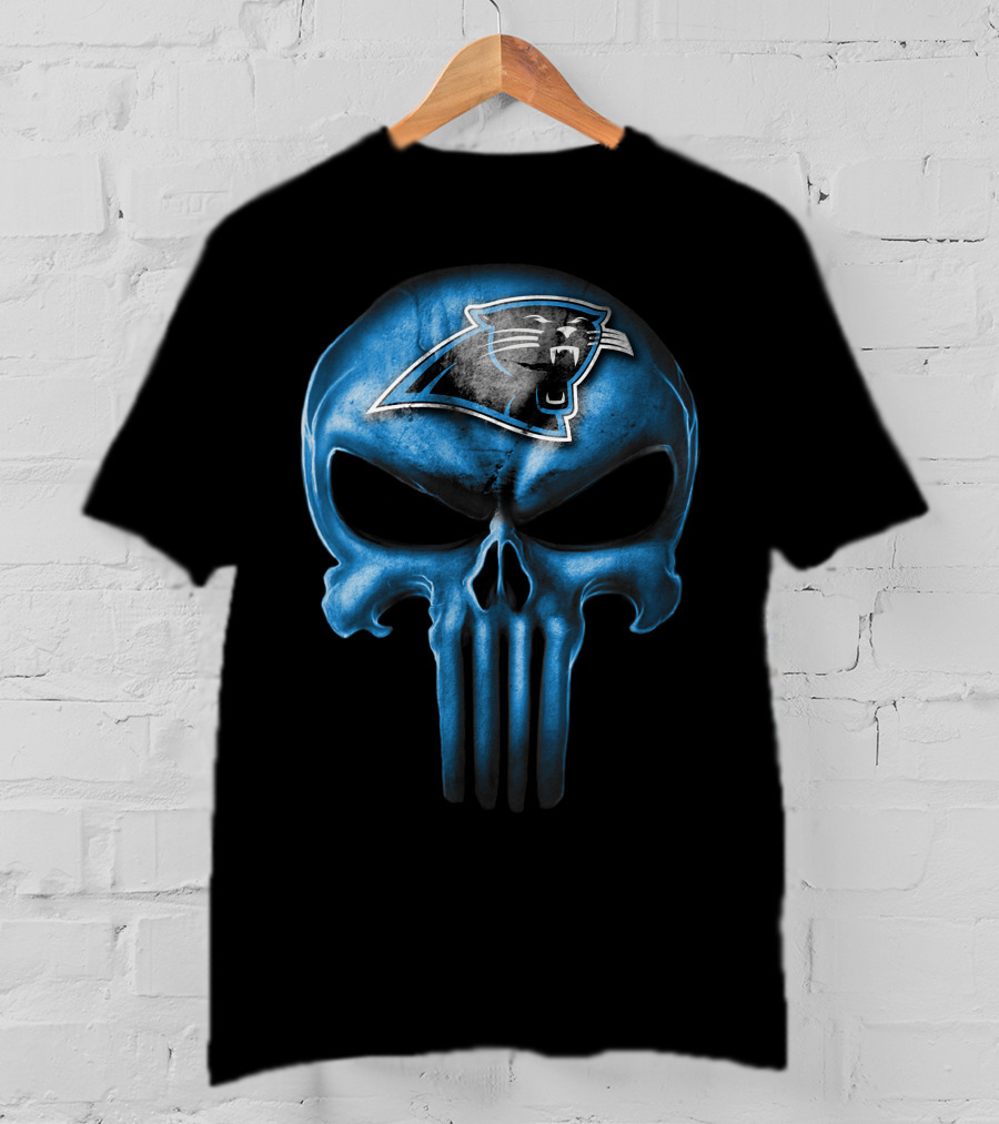 Skull Carolina Panthers Punisher Logo Mashup T-Shirt