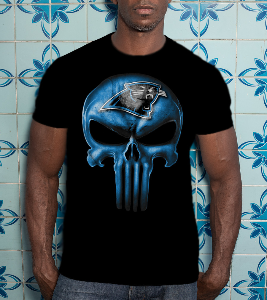 Skull Carolina Panthers Punisher Logo Mashup T-Shirt
