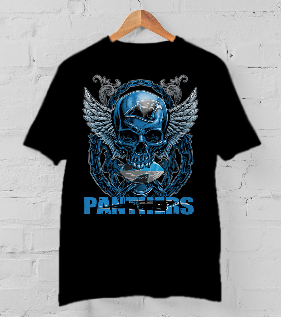 Panthers Skullfb Carolina NFL Winged Skull T-Shirt