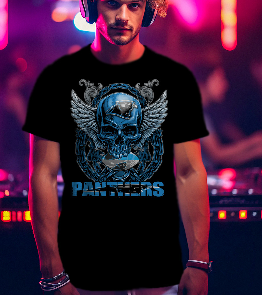 Panthers Skullfb Carolina NFL Winged Skull T-Shirt