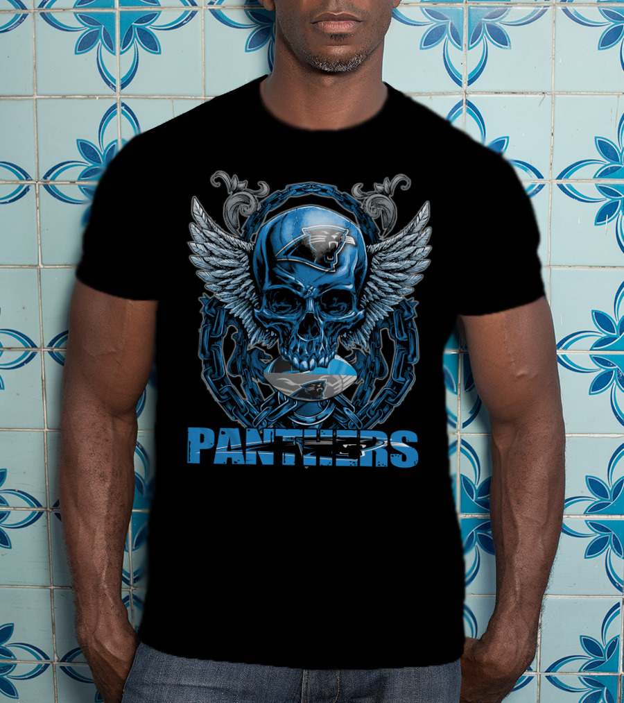 Panthers Skullfb Carolina NFL Winged Skull T-Shirt