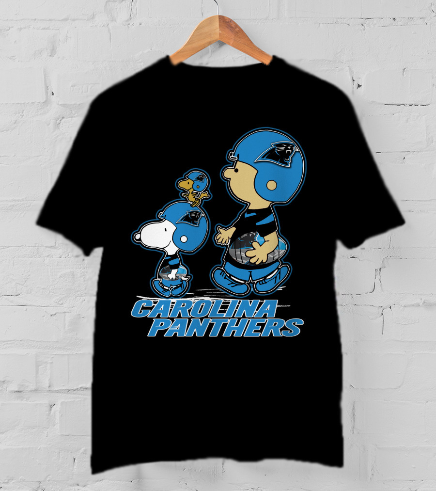 Carolina Panthers Peanuts Snoopy Woodstock Football Helmet T-Shirt