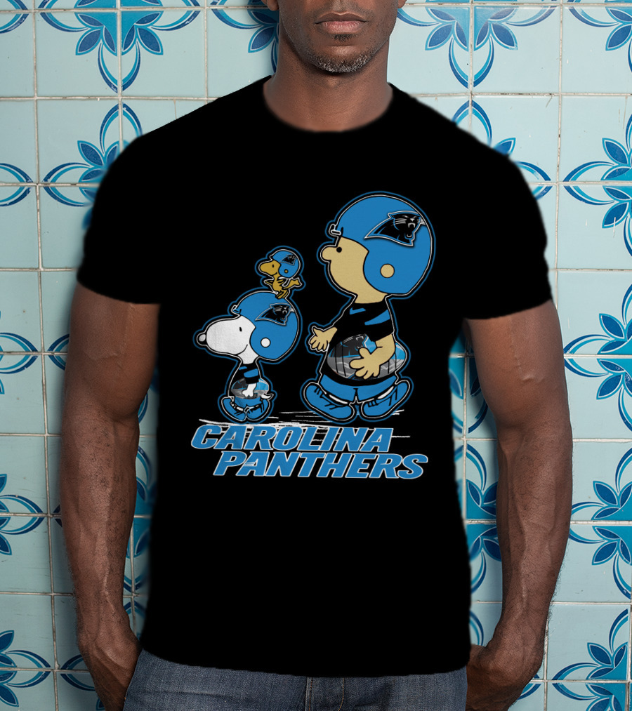 Carolina Panthers Peanuts Snoopy Woodstock Football Helmet T-Shirt