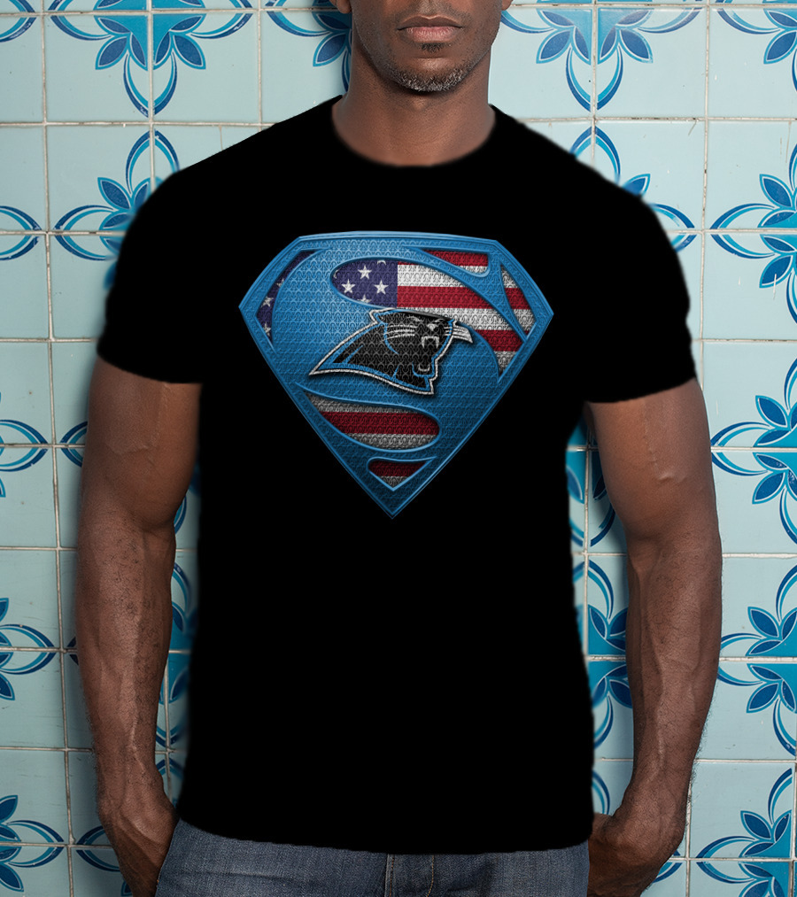 Carolina Panthers Super Shield American Flag T-Shirt