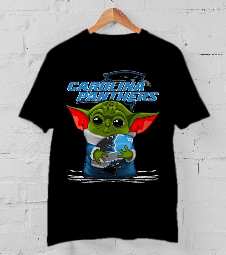 CAROLINA PANTHERS Yoda Holding Football T-Shirt