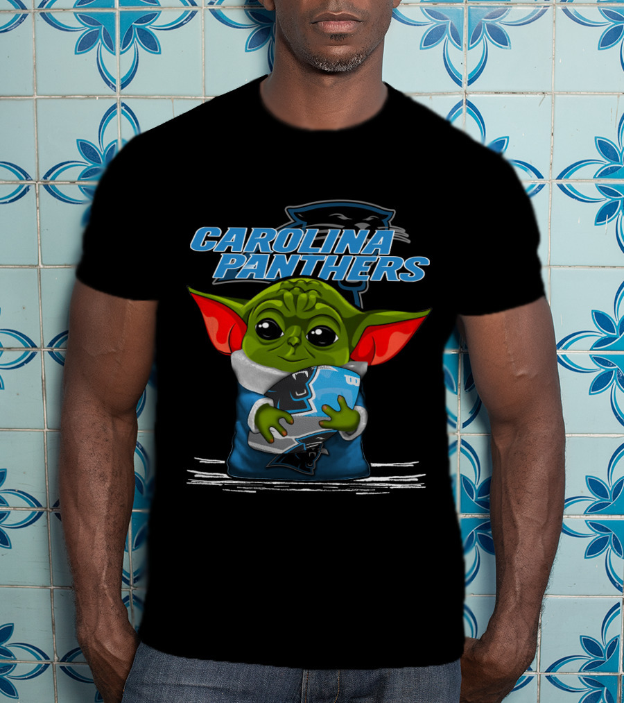 CAROLINA PANTHERS Yoda Holding Football T-Shirt