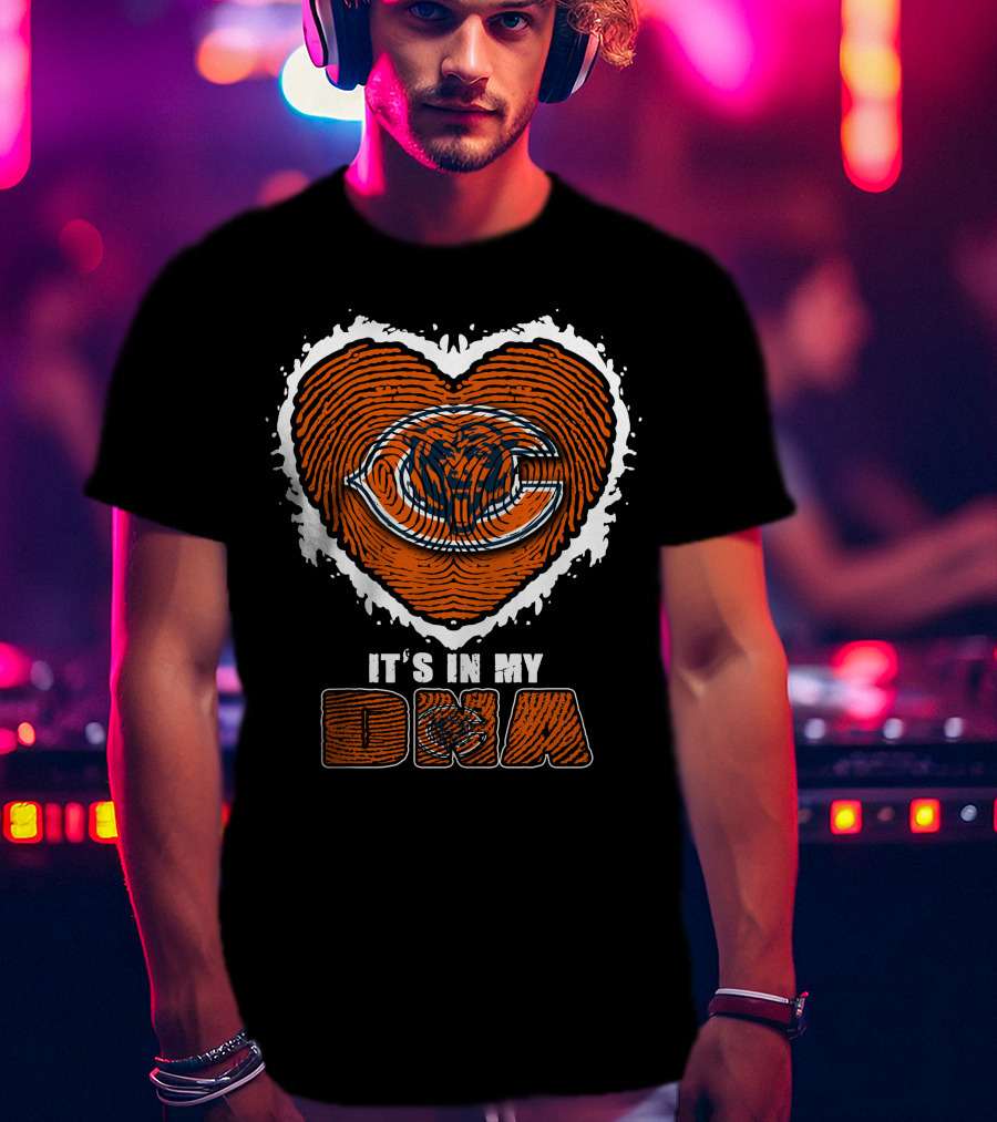 It's In My Dna Chicago Bears Heart Thumbprint T-Shirt