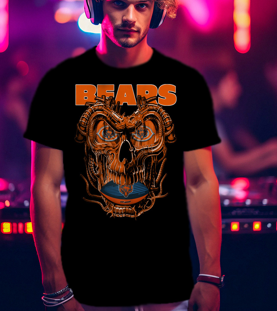 Dragonskull BEARS CHICAGO Football Skulldesign T-Shirt