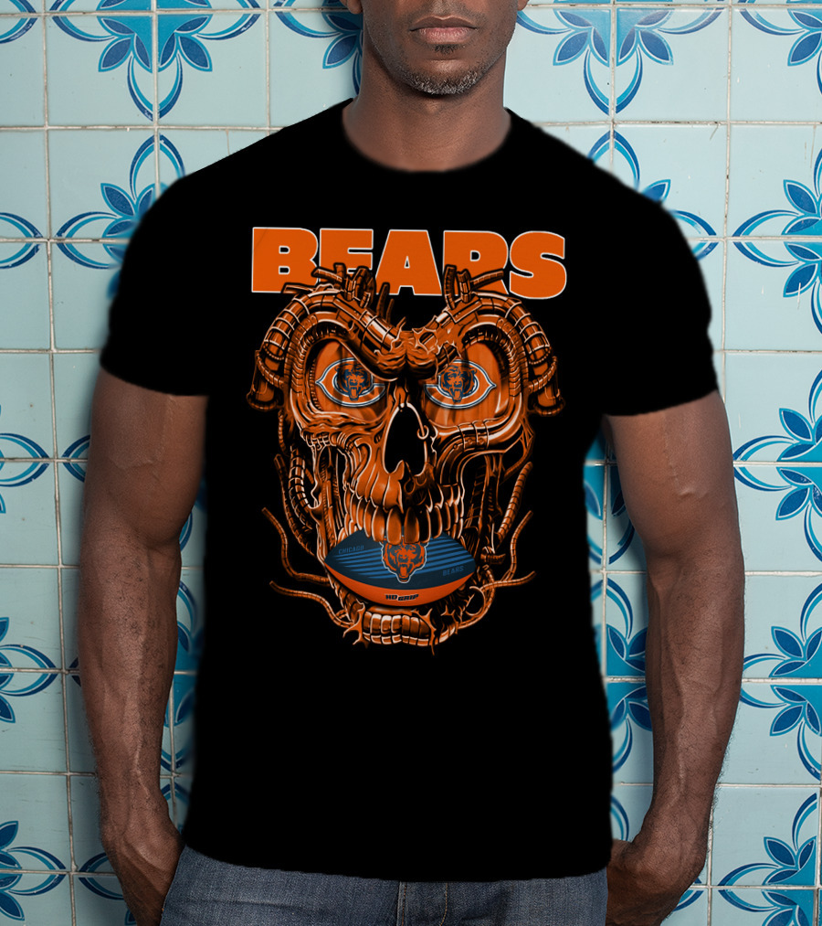 Dragonskull BEARS CHICAGO Football Skulldesign T-Shirt