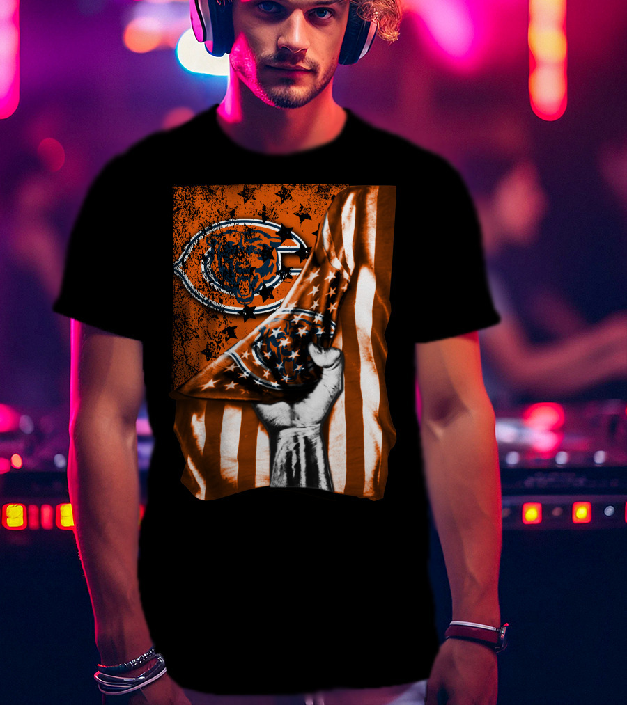 Chicago Bears American Flag Bear T-Shirt