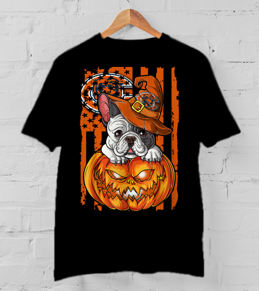 Hlw Bulldog Chicago Bears Halloween Pumpkin T-Shirt