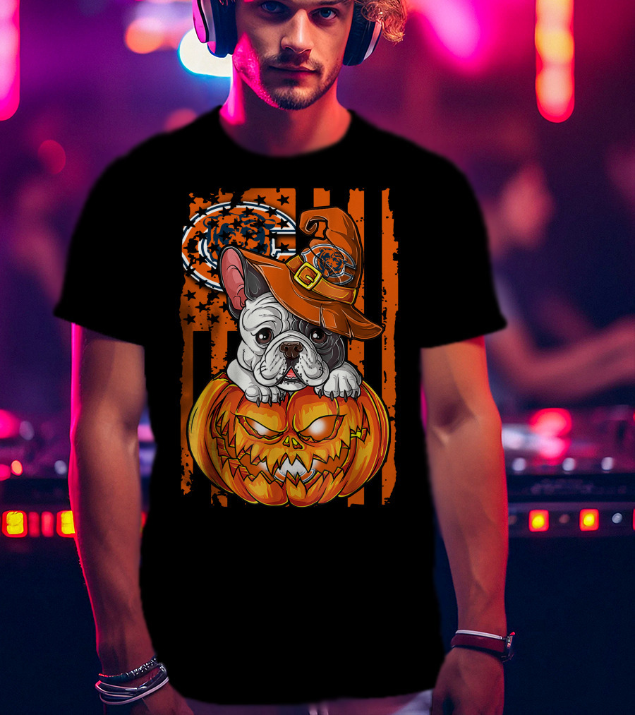 Hlw Bulldog Chicago Bears Halloween Pumpkin T-Shirt