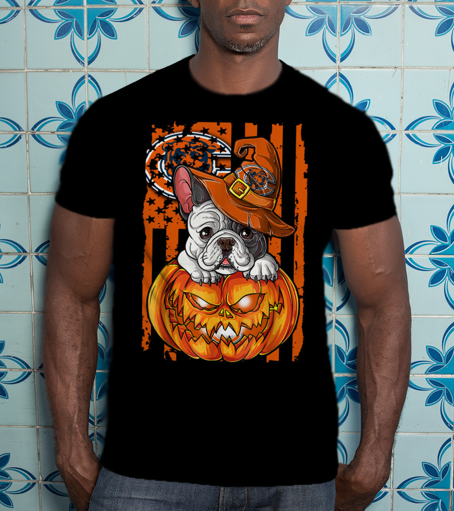 Hlw Bulldog Chicago Bears Halloween Pumpkin T-Shirt