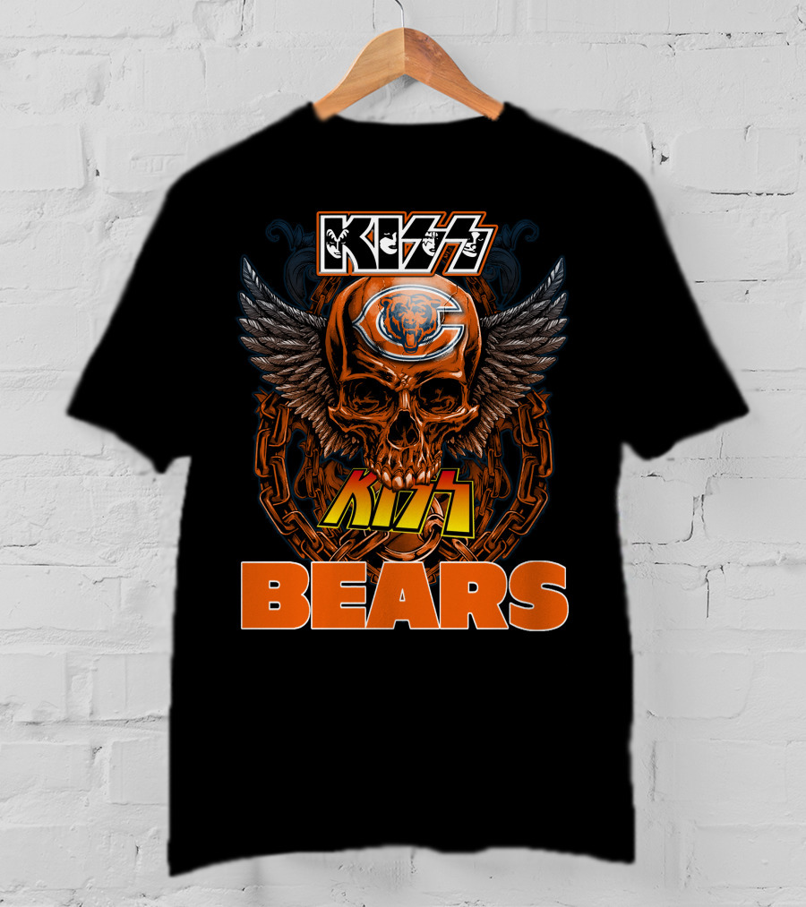 KISS CHICAGO BEARS Skull Wings T-Shirt
