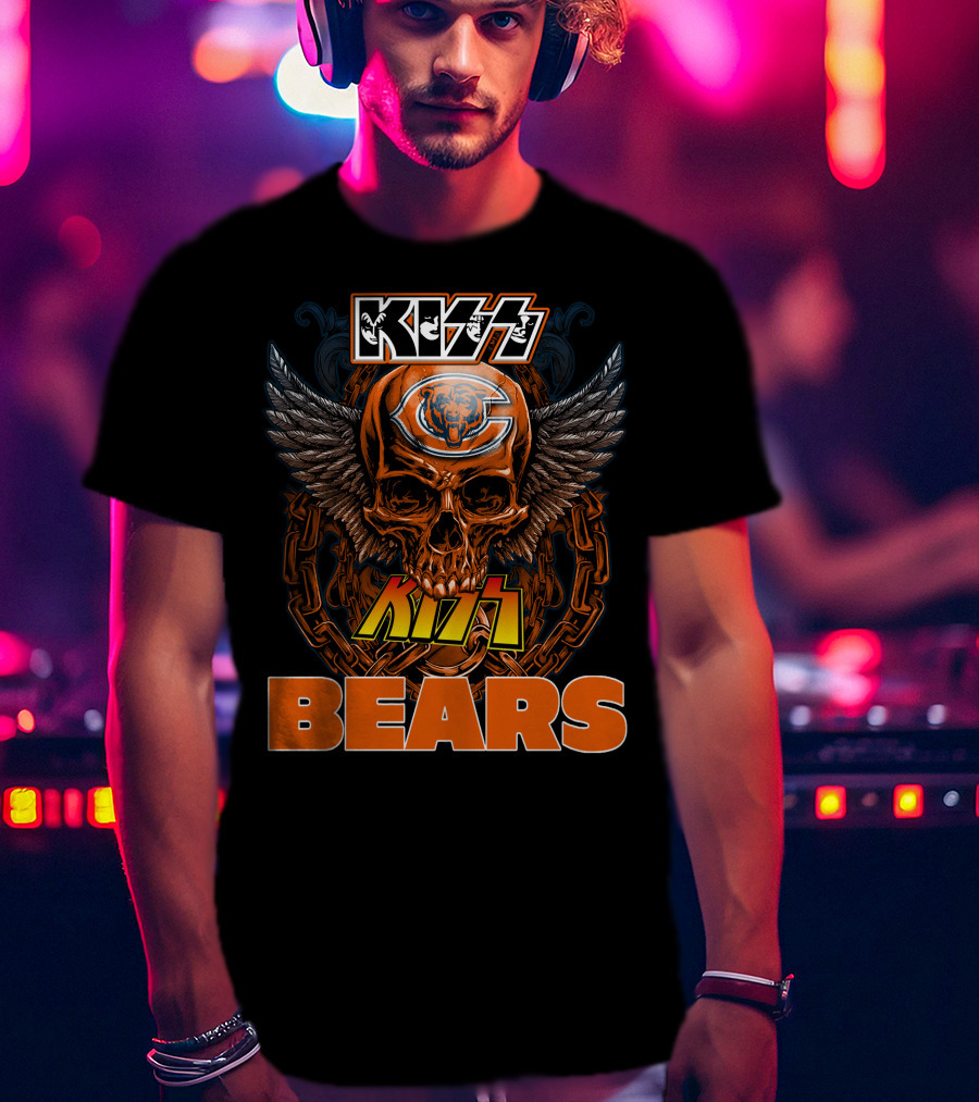 KISS CHICAGO BEARS Skull Wings T-Shirt