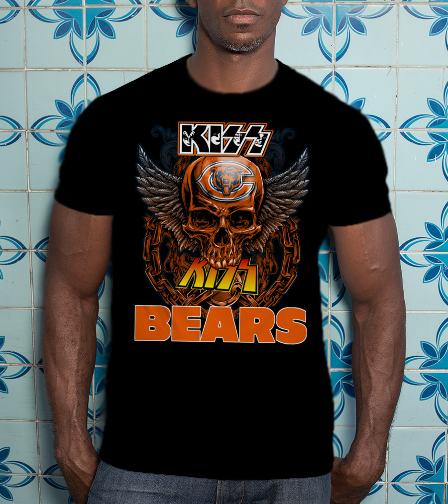 KISS CHICAGO BEARS Skull Wings T-Shirt