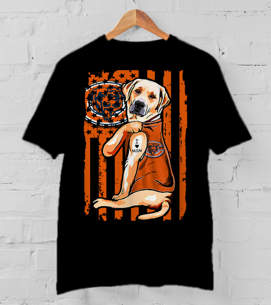 Labrador Retriever I Love Mom CHICAGO BEARS T-Shirt