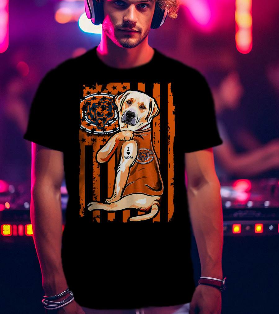 Labrador Retriever I Love Mom CHICAGO BEARS T-Shirt
