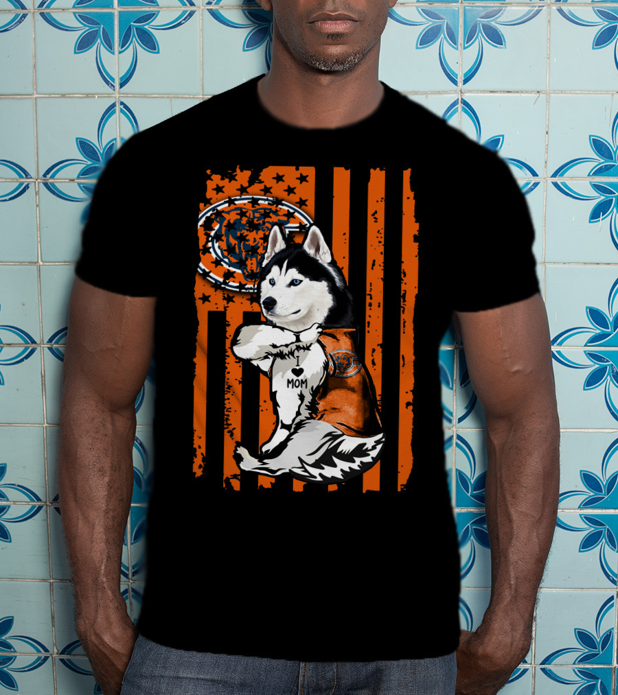 Siberian Husky Chicago Bears Fanatic Mom T-Shirt
