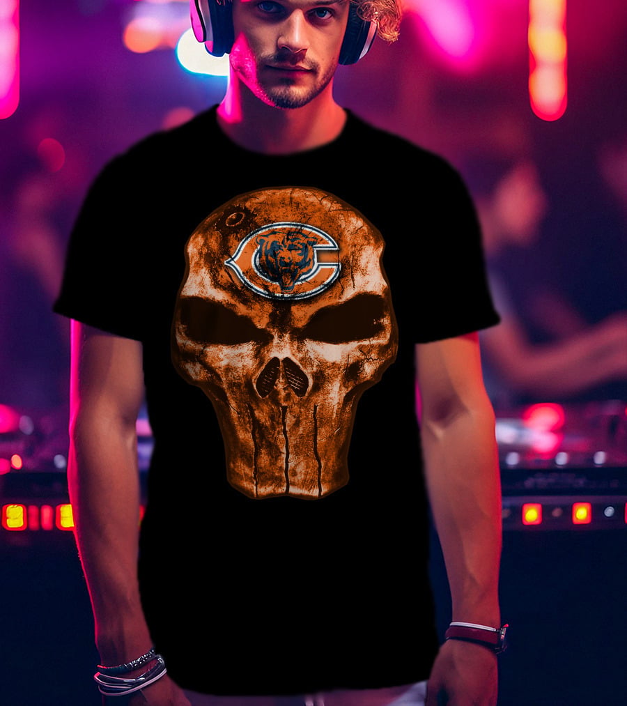 Skull Chicago Bears Logo NFL T-Shirt