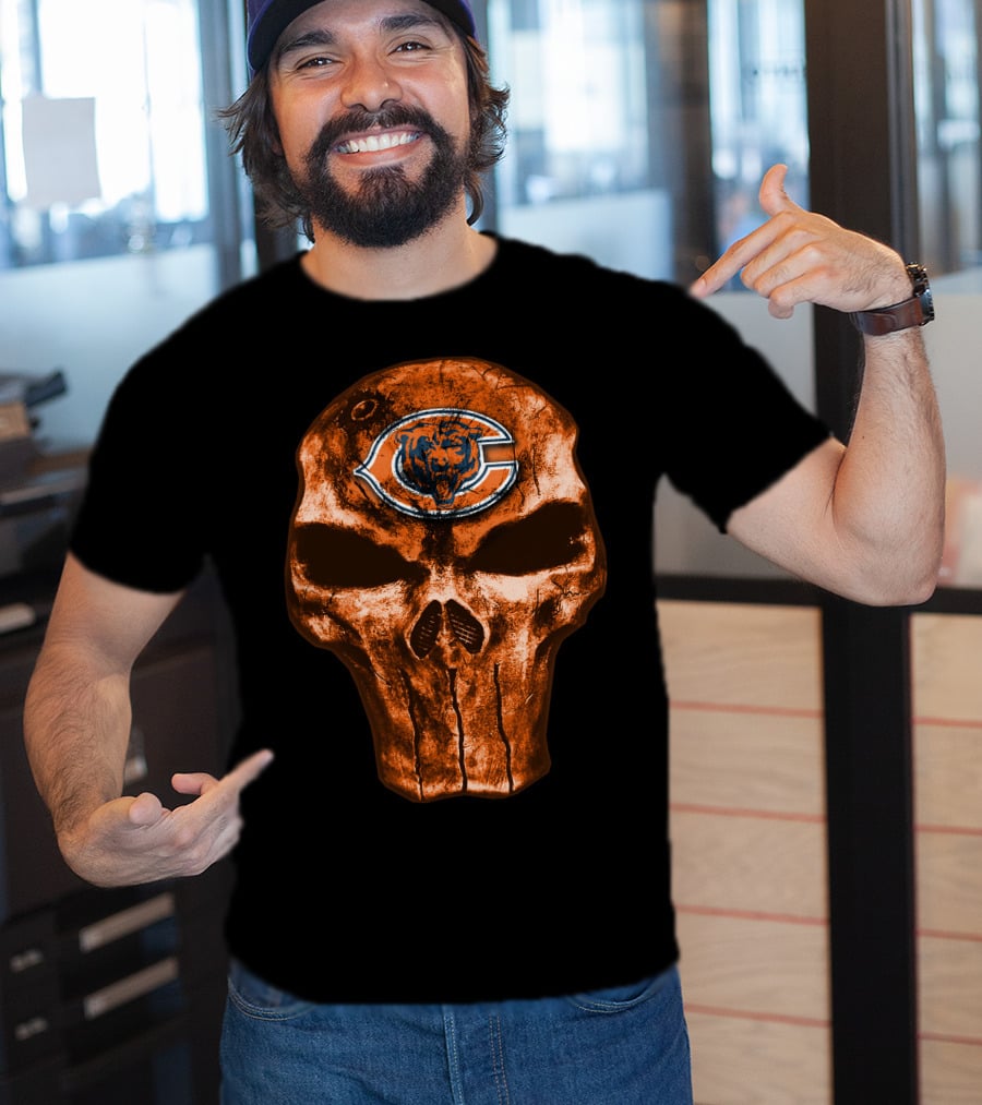 Skull Chicago Bears Logo NFL T-Shirt