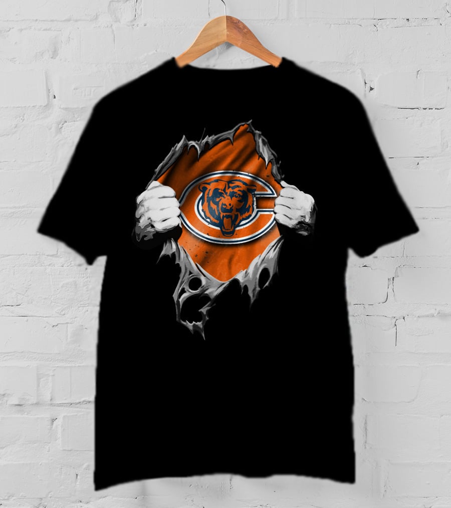 Chicago Bears Rip Through Logo Torn T-Shirt