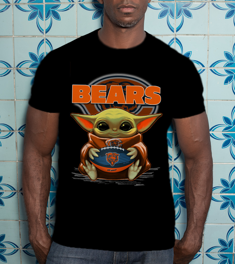 Yoda BEARS Football Chicago Baby Holding Football T-Shirt