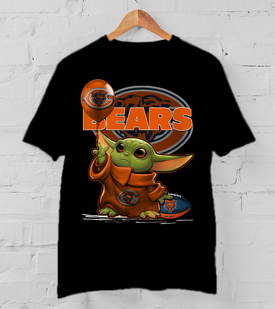 Yoda BEARS Chicago Football Balloon And Jersey T-Shirt