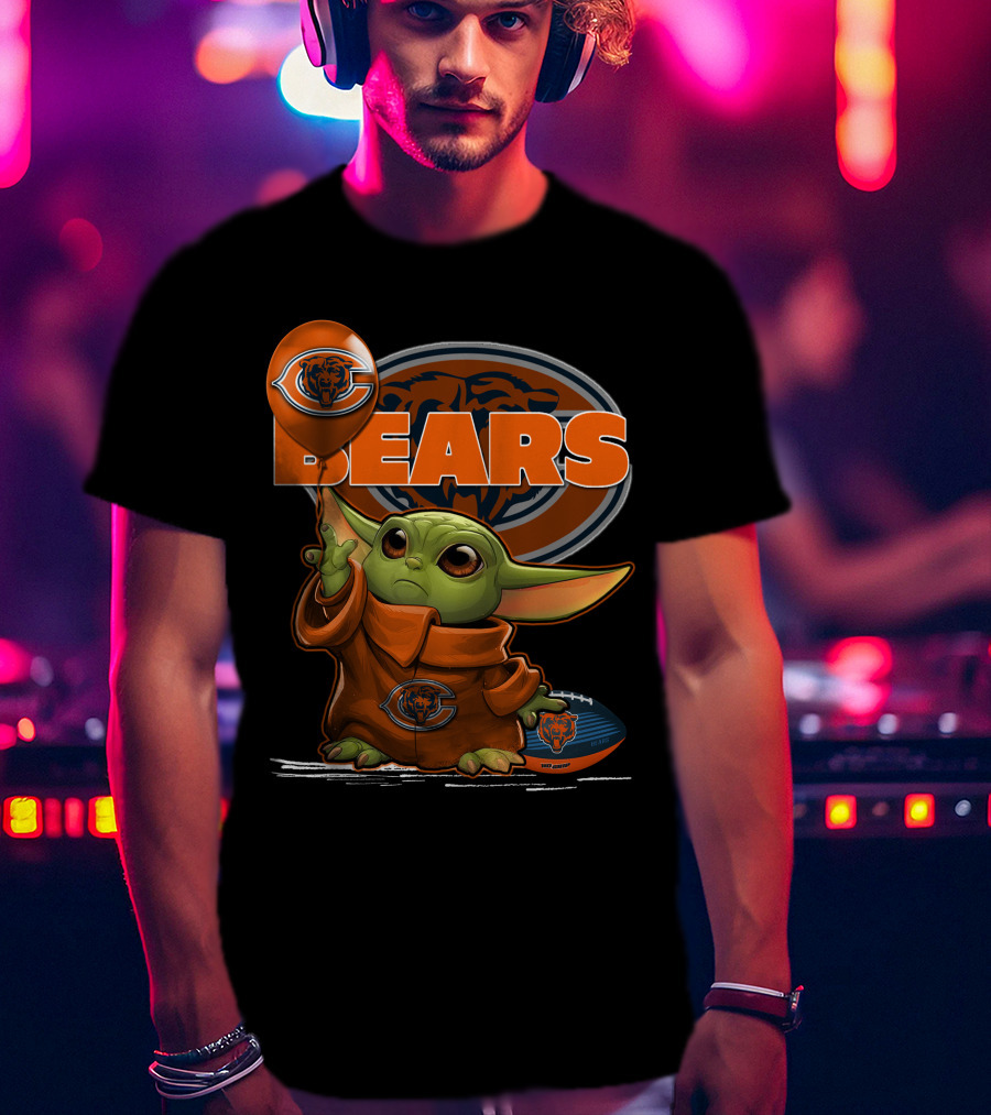 Yoda BEARS Chicago Football Balloon And Jersey T-Shirt