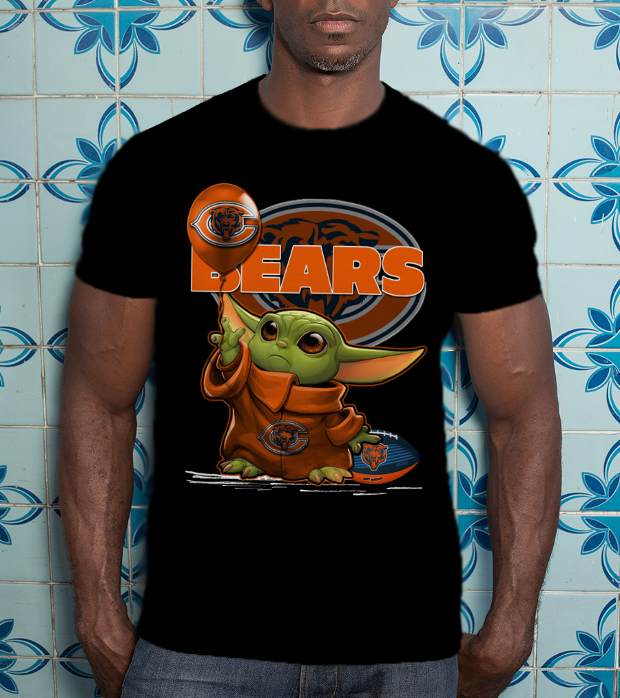Yoda BEARS Chicago Football Balloon And Jersey T-Shirt