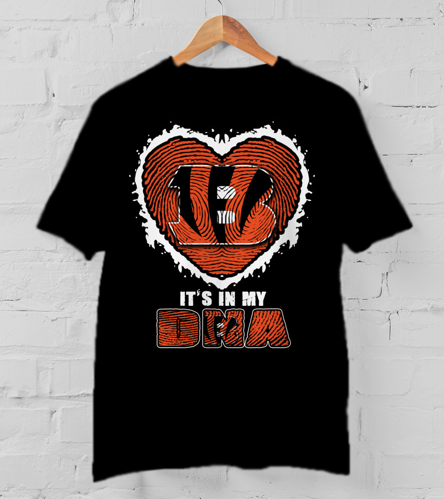 Cincinnati Bengals It's In My DNA Heart Fingerprint T-Shirt