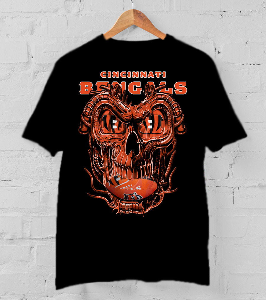 CINCINNATI BENGALS Dragon Skull Football T-Shirt