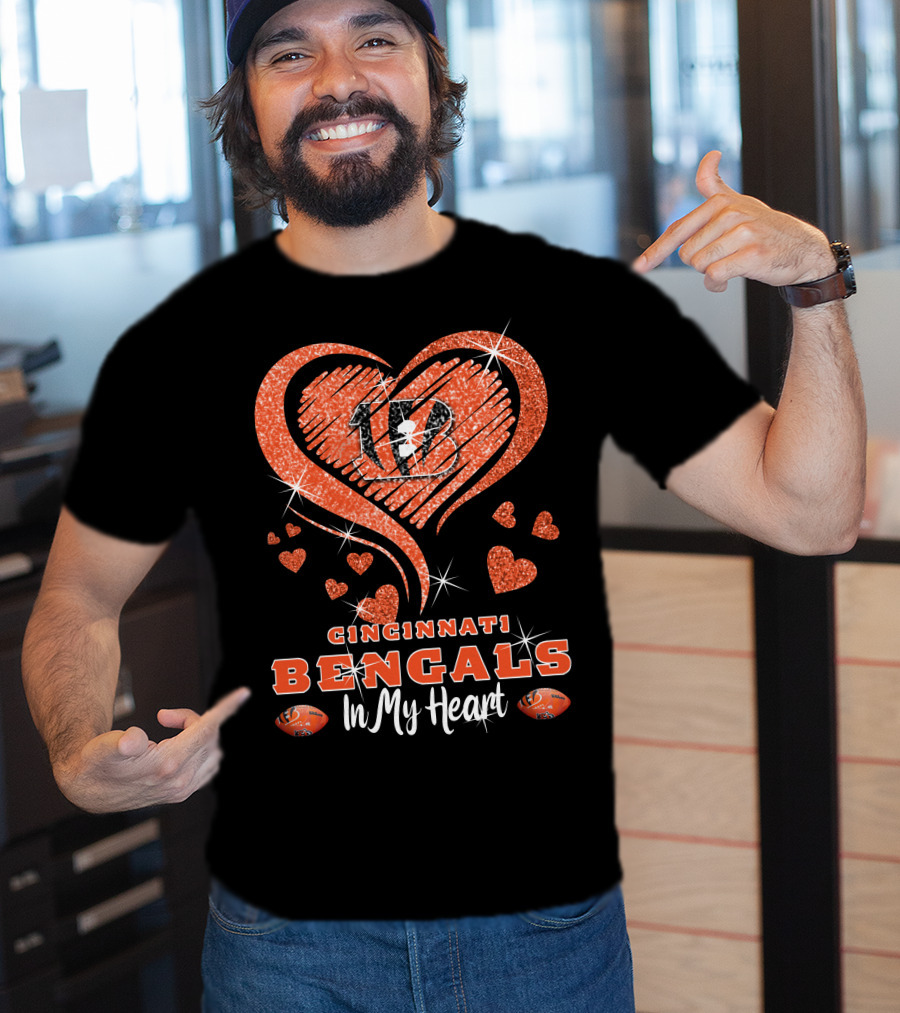 Cincinnati Bengals 13 Sparkling Hearts In My Heart T-Shirt