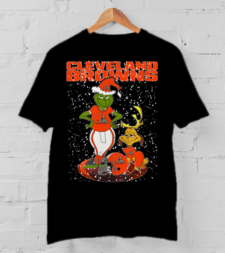 CLEVELAND BROWNS Grinchxmas Snow Football T-Shirt