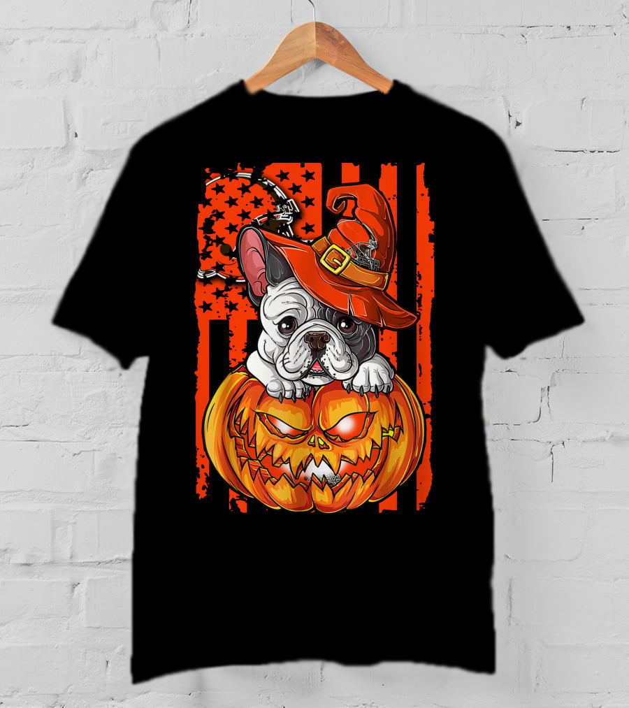 Bulldog Halloween Pumpkin Cleveland Browns T-Shirt