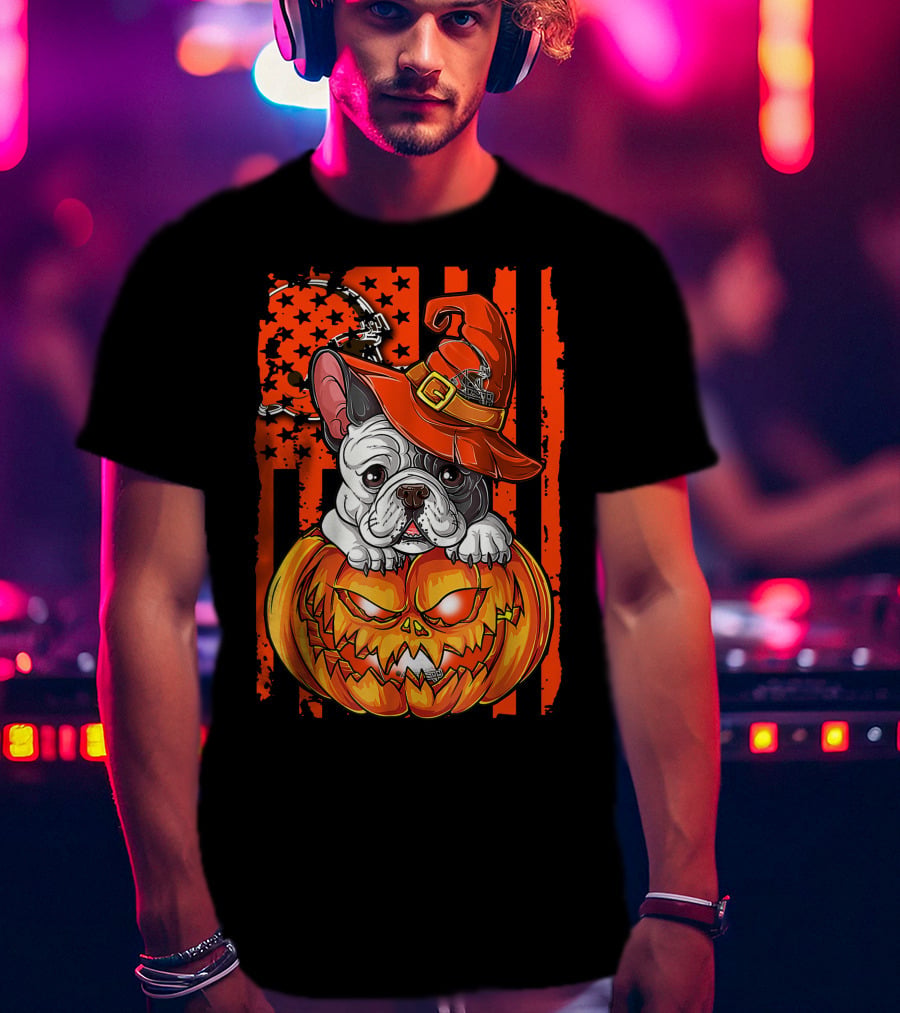 Bulldog Halloween Pumpkin Cleveland Browns T-Shirt
