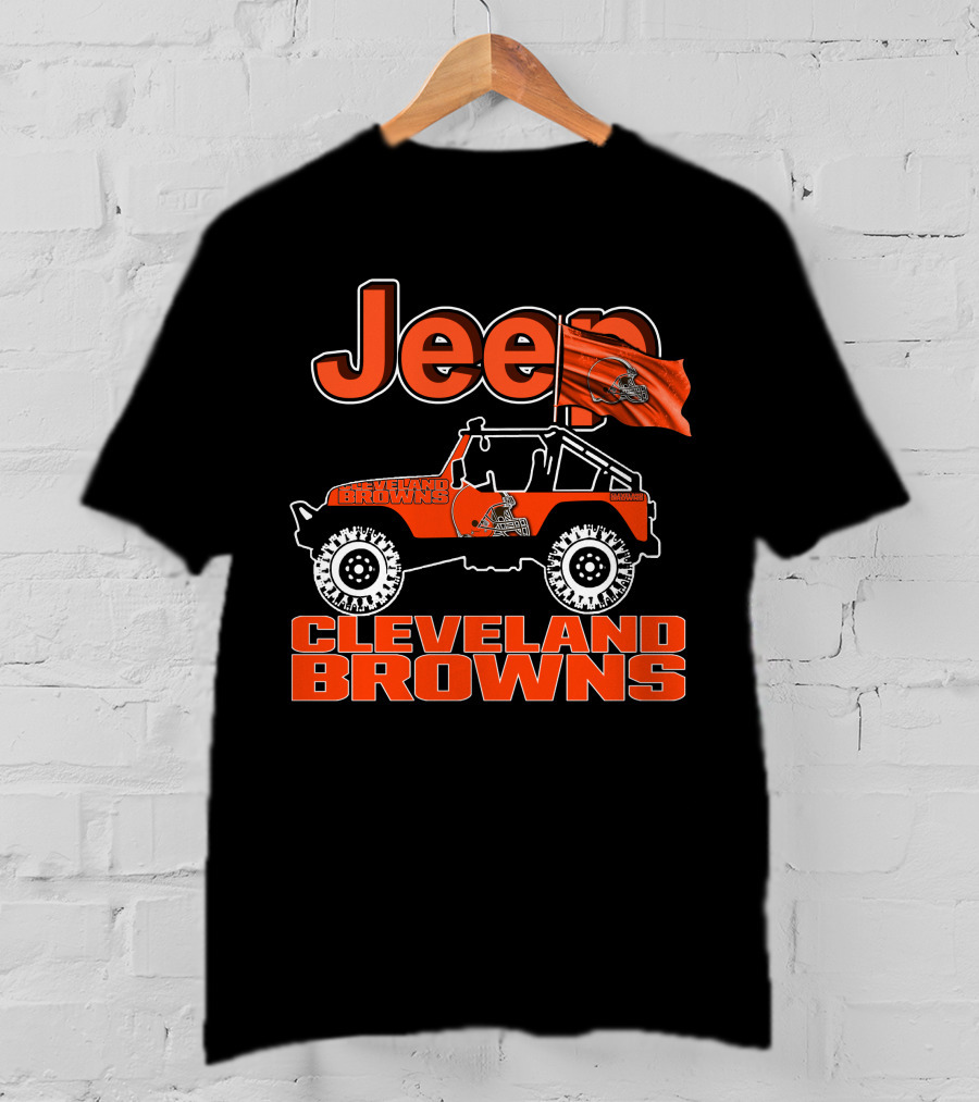Jeep Cleveland Browns Off-Road Vehicle Cleveland Browns Flag Jeep T-Shirt