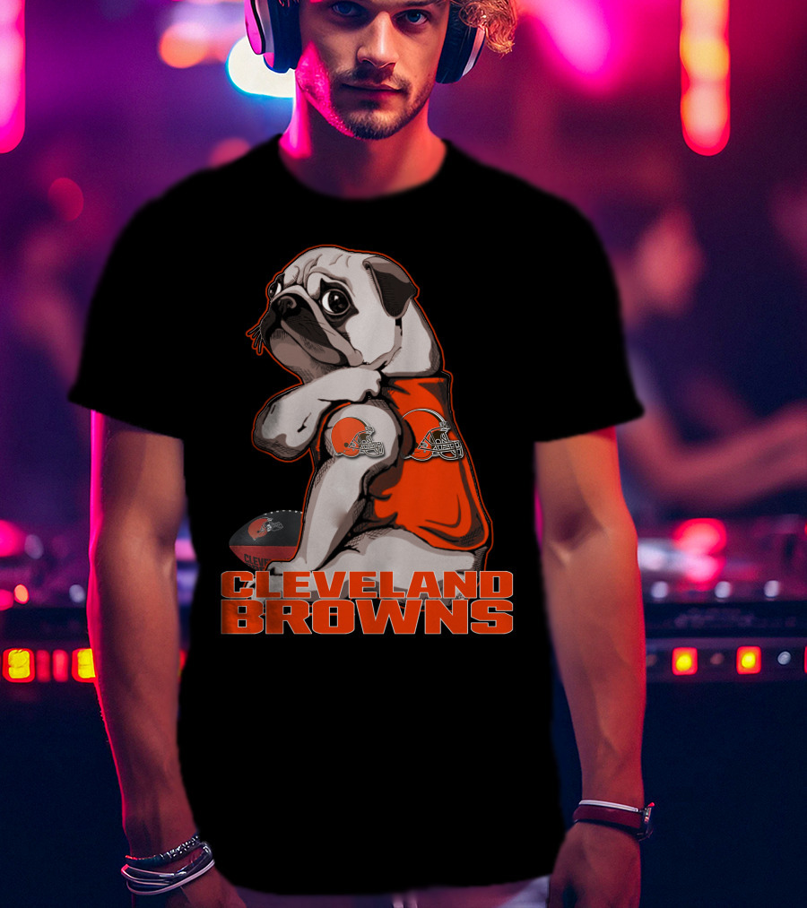 Cleveland Browns Pug Football Fan Mascot T-Shirt
