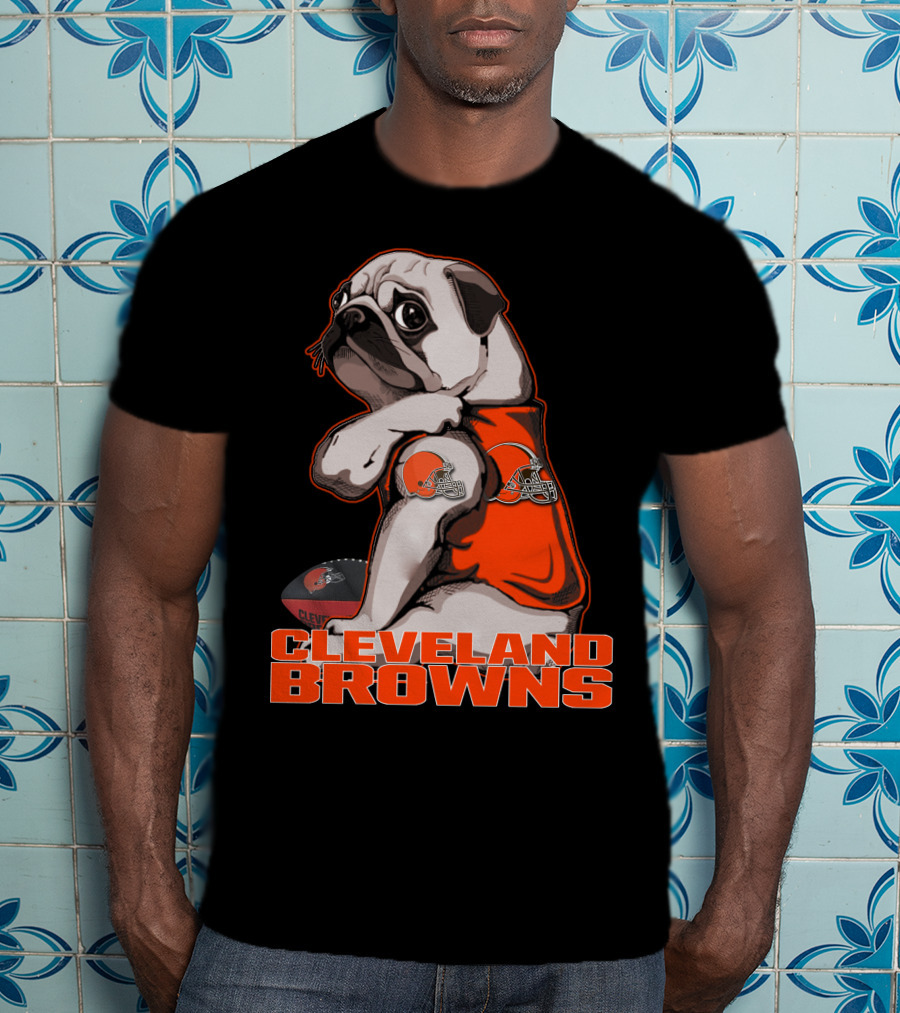 Cleveland Browns Pug Football Fan Mascot T-Shirt