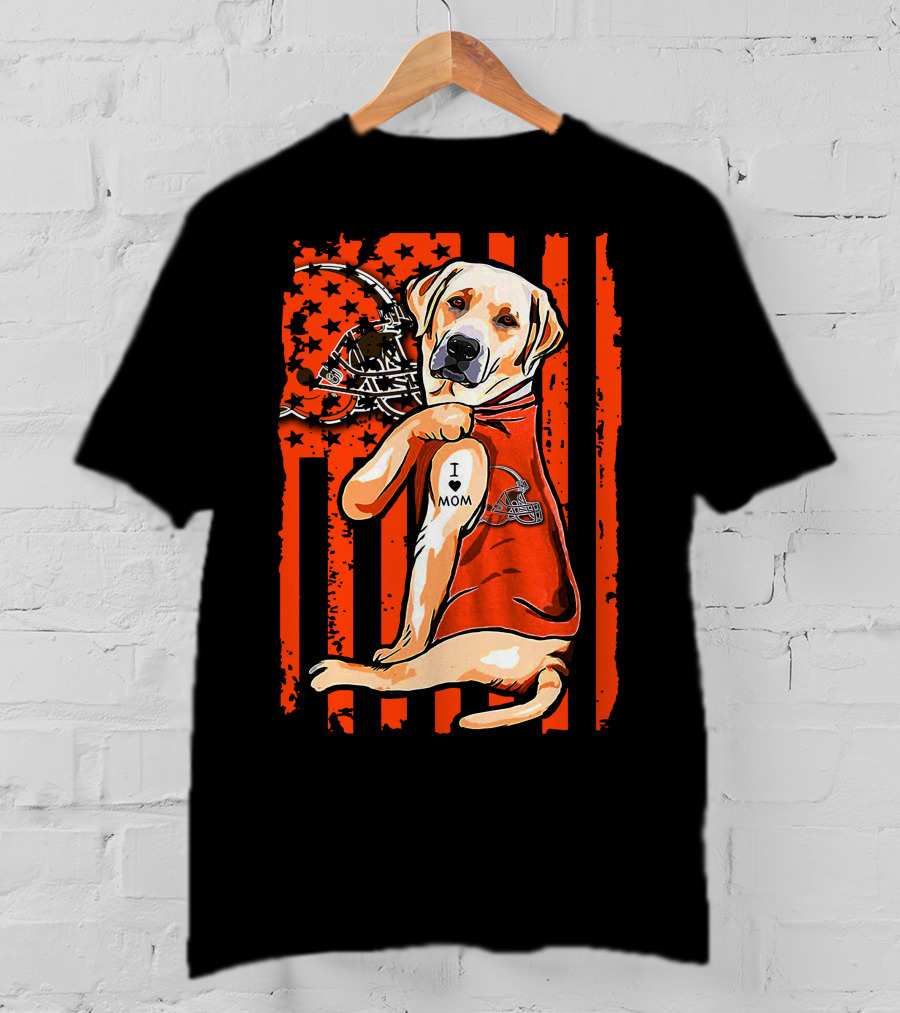 Labrador Retriever Cleveland Browns I Love Mom Football T-Shirt