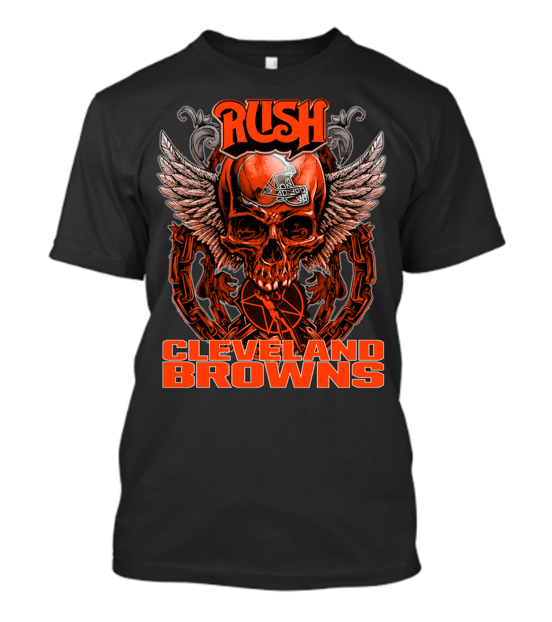 Rush Cleveland Browns Skull Wings T-Shirt