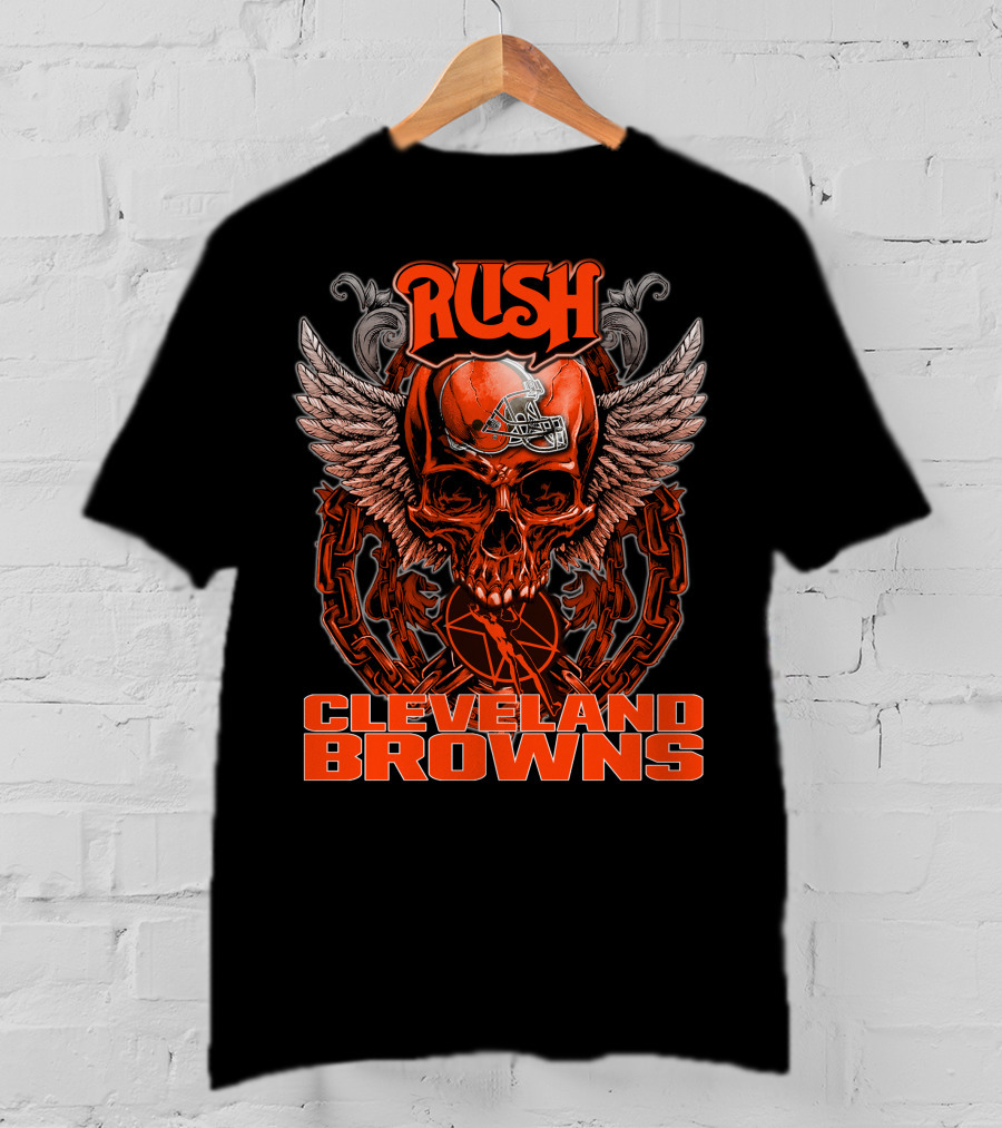Rush Cleveland Browns Skull Wings T-Shirt