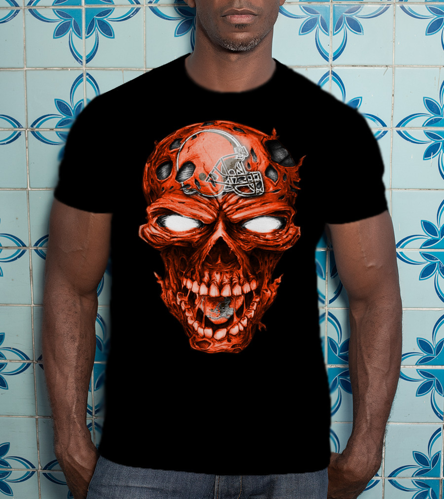 Skull Cleveland Browns Halloween Football Helmet T-Shirt