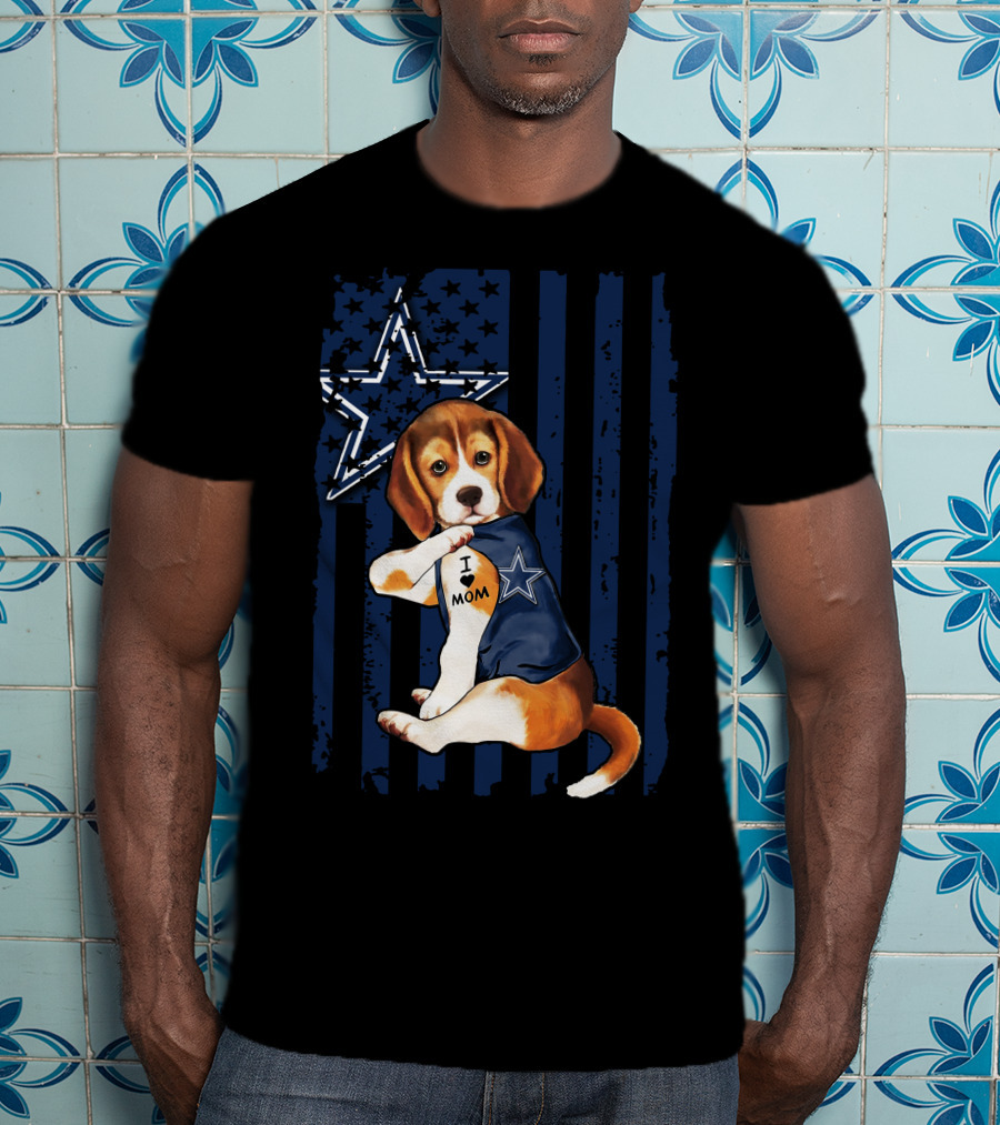 Beagle I Love Mom Dallas Cowboys Star Fan Pride T-Shirt