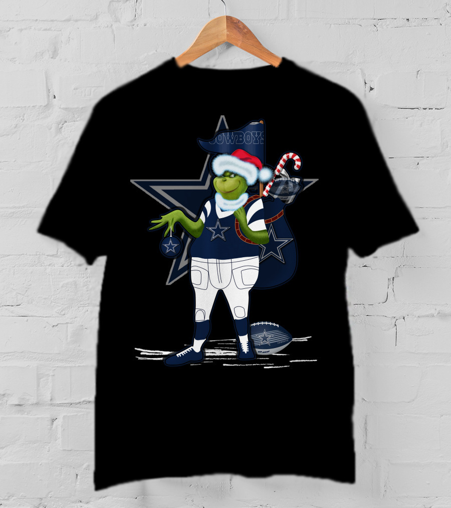 Grinchxmas V1 Dallas Cowboys Star Holiday Football Cheer T-Shirt