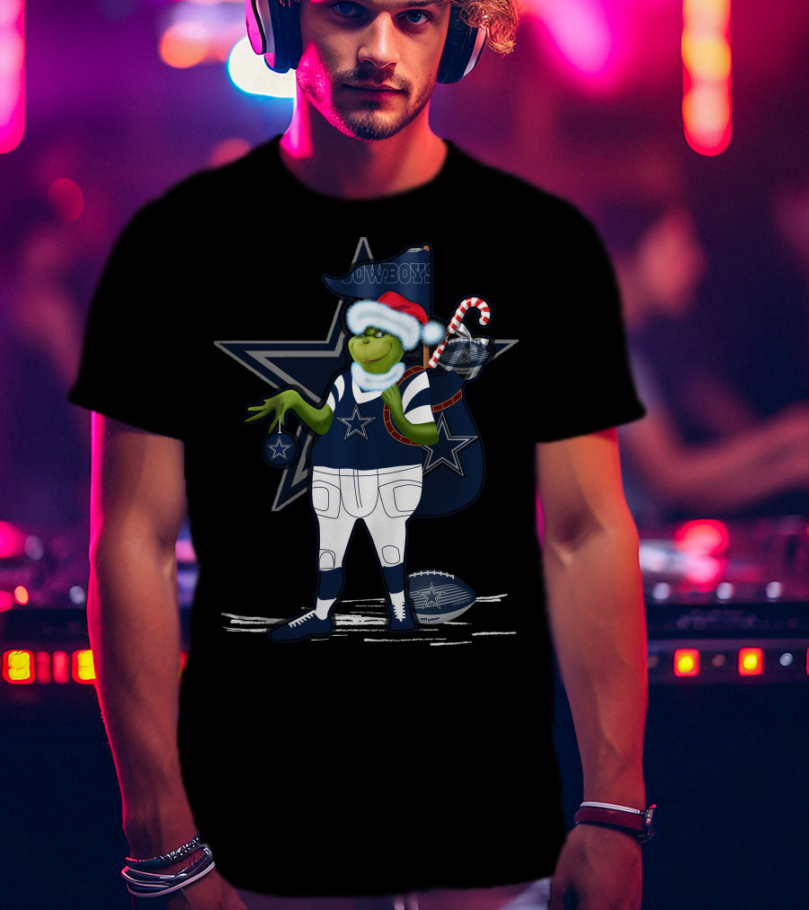 Grinchxmas V1 Dallas Cowboys Star Holiday Football Cheer T-Shirt