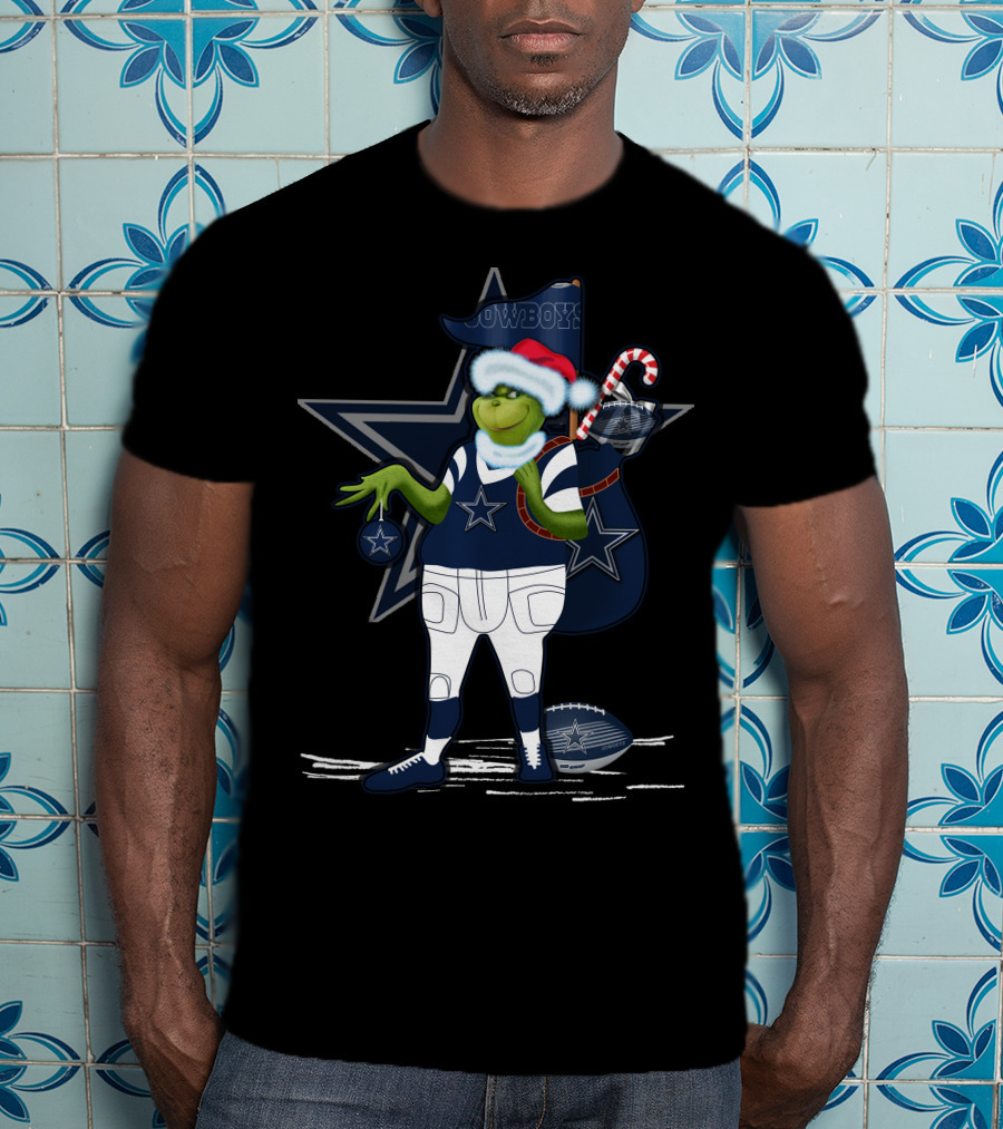 Grinchxmas V1 Dallas Cowboys Star Holiday Football Cheer T-Shirt